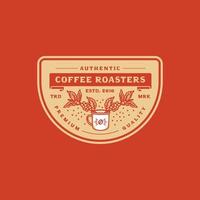 met de hand getekend vintage handmatig brouwen coffeeshop logo badge vector