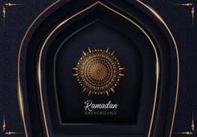 ramadanachtergrond met moskeeornament en donkerblauwe kleur vector