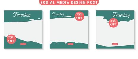set bewerkbare vierkante banners voor reizen op sociale media post vector