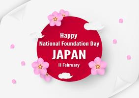 Happy National Foundation Day 2019 voor Japanners. Sjabloonontwerp in flatlay-stijl. Vector illlustration met gesneden document en ambachtconcept.