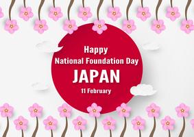 Happy National Foundation Day 2019 voor Japanners. Sjabloonontwerp in flatlay-stijl. Vector illlustration met gesneden document en ambachtconcept.