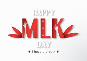 Thailand, Udonthani - 16 januari 2019: Happy Martin Luther King Jr. Day met papier gesneden en ambachtelijke stijl. Vectorillustratie voor achtergrond, banner, poster, reclame, uitnodigingskaart en sjabloon. vector