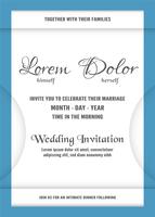 De uitnodiging van het huwelijk is zachte blauwe en witte kleur. Vectorillustratie in flat en papier knippen stijl. vector