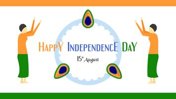 Gelukkige Onafhankelijkheidsdag van het land van India en Indische mensen. Vector illustratieontwerp op witte achtergrond wordt geïsoleerd die.