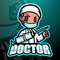 dokter mascotte esport logo ontwerp vector