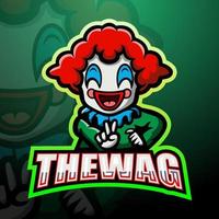 clown mascotte esport logo ontwerp vector