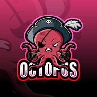 piraat octopus mascotte esport logo ontwerp vector