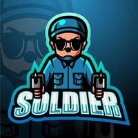 soldaat mascotte esport logo ontwerp vector