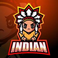 indiase mascotte esport logo ontwerp vector
