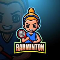 badminton mascotte esport logo ontwerp vector