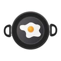 realistisch gebakken ei op pan in bovenaanzicht geïsoleerd op een witte achtergrond vector