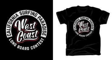 westkust longboard wedstrijd typografie t-shirt ontwerp vector