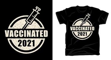 gevaccineerd 2021 typografie t-shirtontwerp vector
