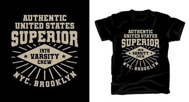 superieure varsity crew-typografie voor t-shirtontwerp vector