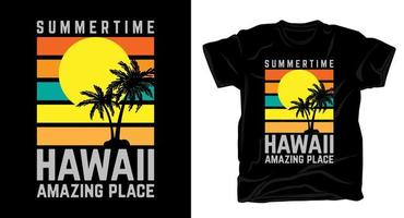 zomer Hawaii geweldige plek met zon en palm t-shirt? vector