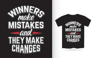 motiverende citaat over winnaars belettering ontwerp voor t-shirt vector
