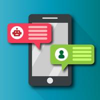 Chatbot notification bubble alert messenger met persoonlijke gebruikerscommunicatietechnologie op mobiele telefoon. Push notificatie concept van het digitale transformatiesysteem. Platte ontwerp grafische vector