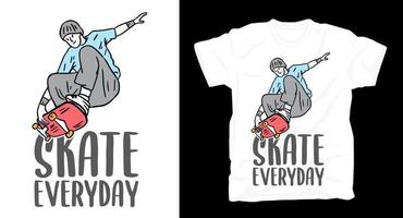 skateboard skater illustratie met typografie t-shirt design vector