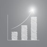 Potloodschets Staafdiagram met succesvol licht vector