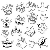 doodle set kroon zeer fijne tekeningen, vectorillustratie. vector