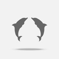 Twin dolfijnen platte ontwerp vector pictogram met schaduw
