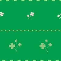 naadloos patroon met witte klaver, klaver en golflijn op groene achtergrond. Saint Patrick's Day-patroon. vectorillustratie. vector