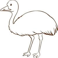 emoe in doodle eenvoudige stijl op witte achtergrond vector