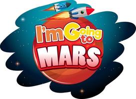 ik ga naar mars logo-ontwerp met ruimteschip vector