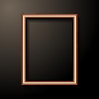 Gouden fotoframe sjabloon. Woondecoratie en interieurconcept. Zwart licht achtergrond vector