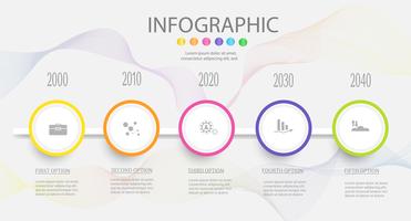 Ontwerpsjabloon Business 5 stappen infographic grafiekelement met plaatsdatum voor presentaties, Vectoreps10. vector