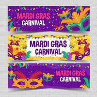 banner set masker van mardi gras carnaval vector