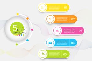 Ontwerpsjabloon Business 5 stappen infographic grafiekelement met plaatsdatum voor presentaties, Vectoreps10. vector