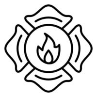 brandweerman badge lijn icoon vector