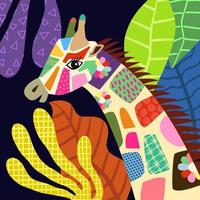 kleurrijke volkskunst jungle giraffe dierenportret vector