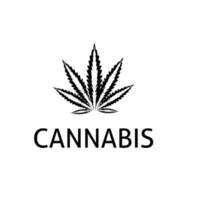 cannabis blad abstract logo vector pictogram, donkere kleur silhouet,