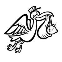 Cartoon Vliegende Ooievaarsvogel die een Baby levert vector