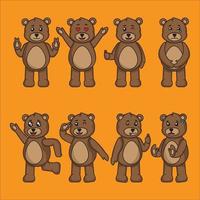 schattige teddybeer cartoon in verschillende poses vector