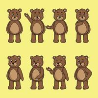 schattige teddybeer cartoon set grappig in verschillende poses vector