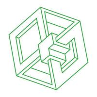 illusie vormen. 3D-geometrie. optische illusie figuren. heilige geometrie objecten. logo. vector