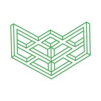 optische illusie. logo. onmogelijke groene vorm vector. optisch kunstobject. geometrische figuren. vector