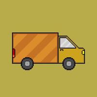 vrachtwagen in pixelkunststijl vector