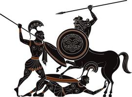 oude Griekenland warrior.black figuur aardewerk.ancient Griekse scène banner. vector