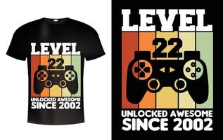 level t-shirt ontwerp gaming t-shirt joistick t-shirt vector