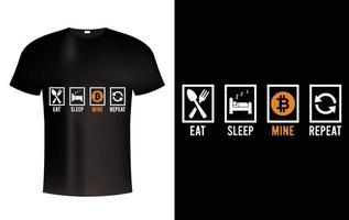 bitcoin eet slaap herhaal t-shirtontwerp vector