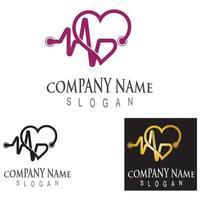 cardiografie hartslag met liefde logo ontwerp inspiratie sjabloon vector