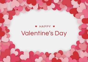 gelukkige Valentijnsdag kaart met papier hart op witte achtergrond en kopieer ruimte. vector