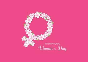 gelukkige vrouwendag 8 maart met roze bloemachtergrondmalplaatje voor internationale vrouwendag. vectorillustratie. vector