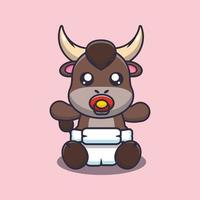 schattige baby stier mascotte cartoon afbeelding vector