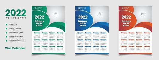 Ontwerp wandkalender voor 2022 vector