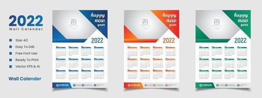 Ontwerp wandkalender voor 2022 vector